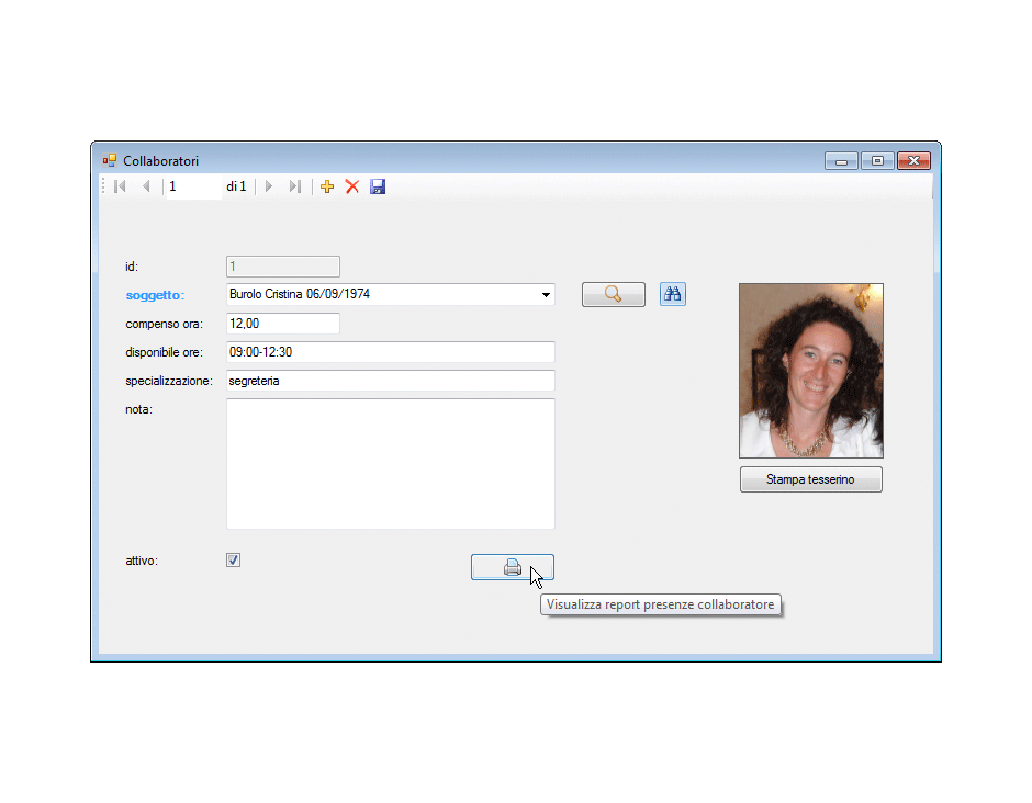 Report collaboratore presenze accesso