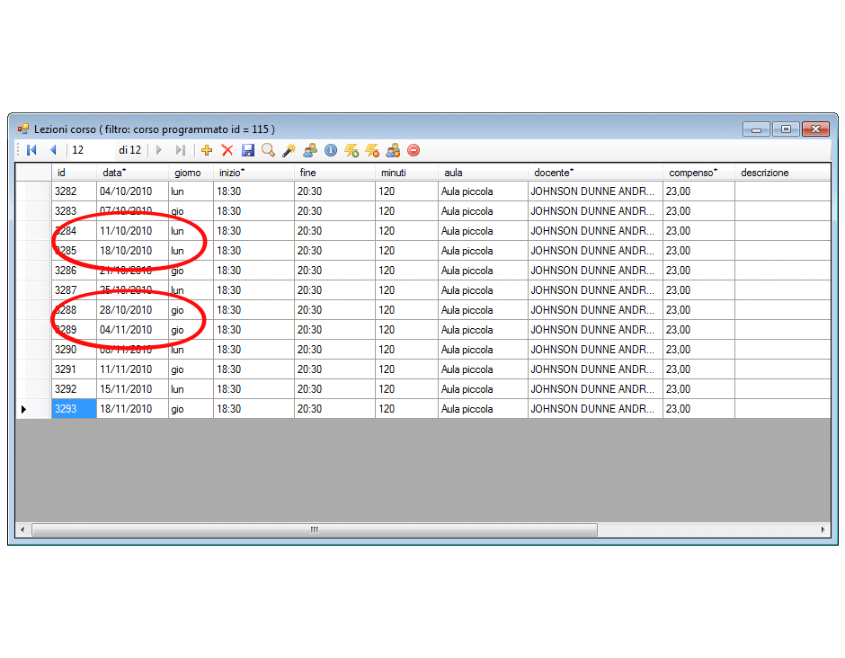 Risorse vacanze generazione automatica delle lezioni verifica date