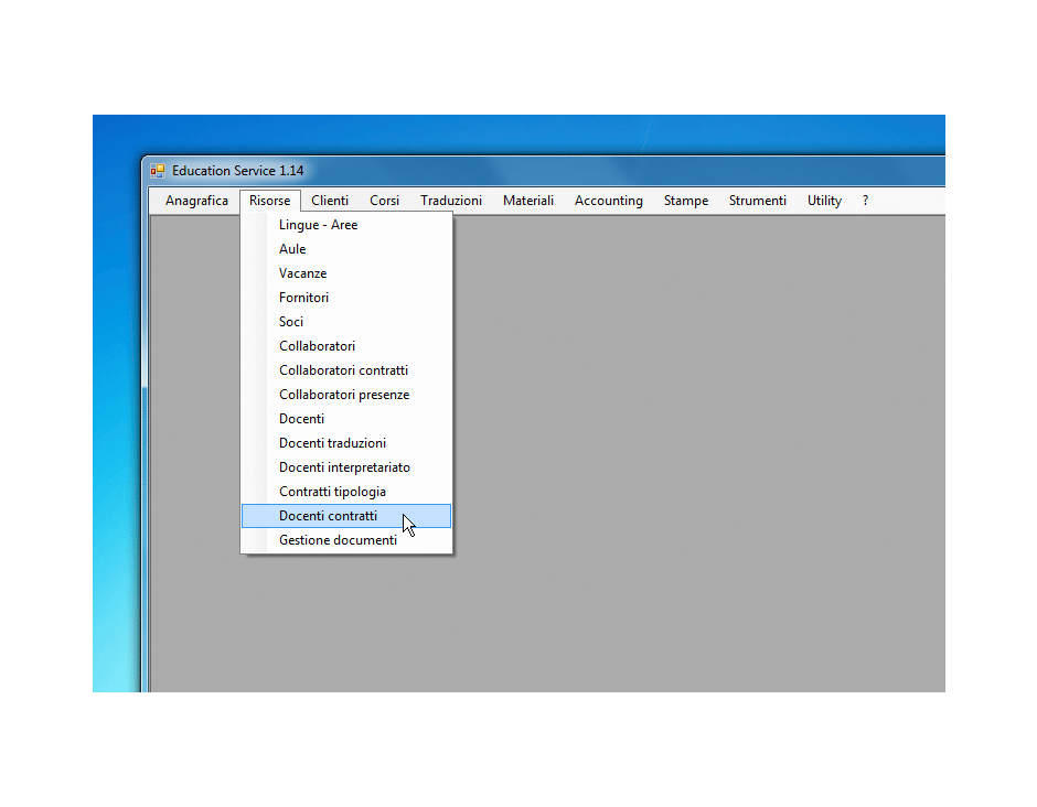 Risorse docenti contratti scelta dal menu
