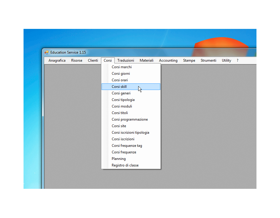 Corsi skill scelta dal menu