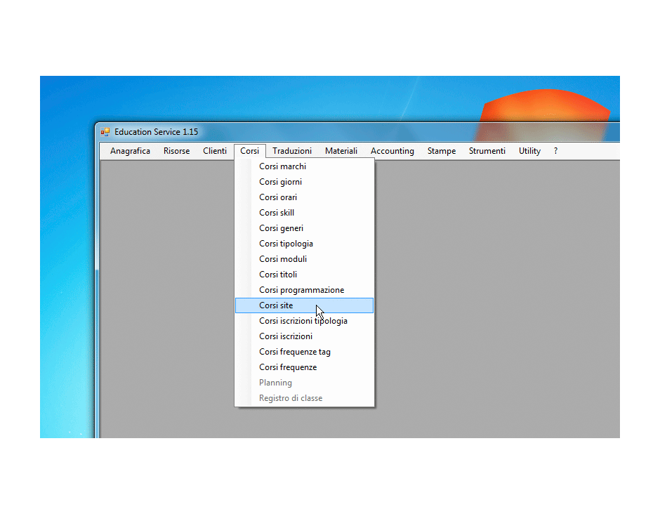 Corsi site scelta dal menu