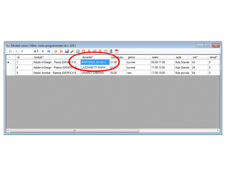 Programmazione moduli inserimento docente