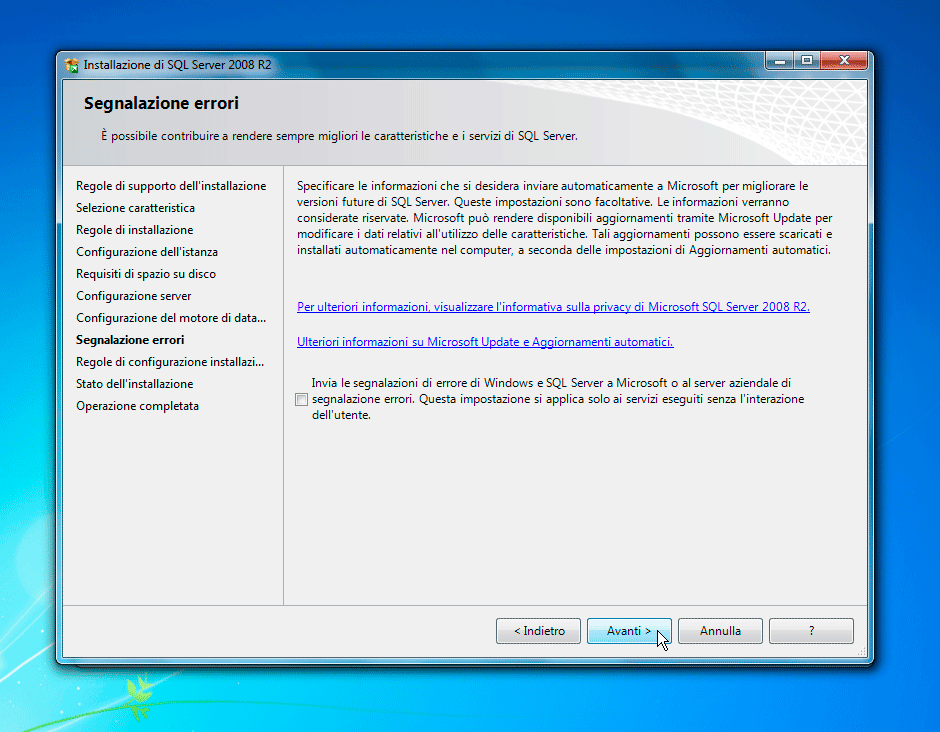 SQL Server segnalazione di errori