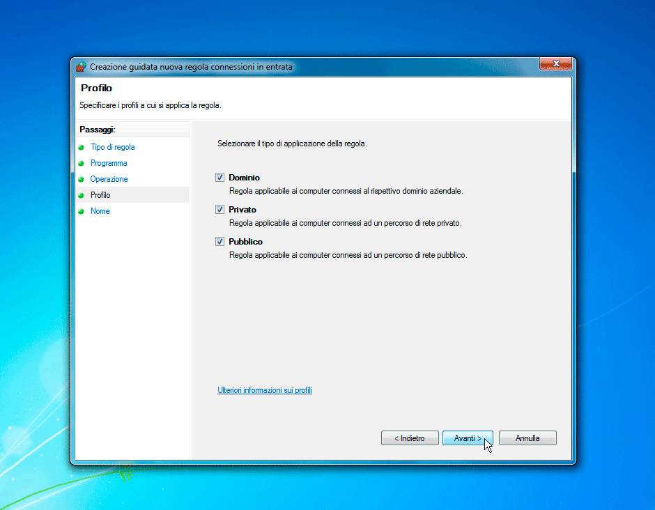 Windows Firewall Profilo