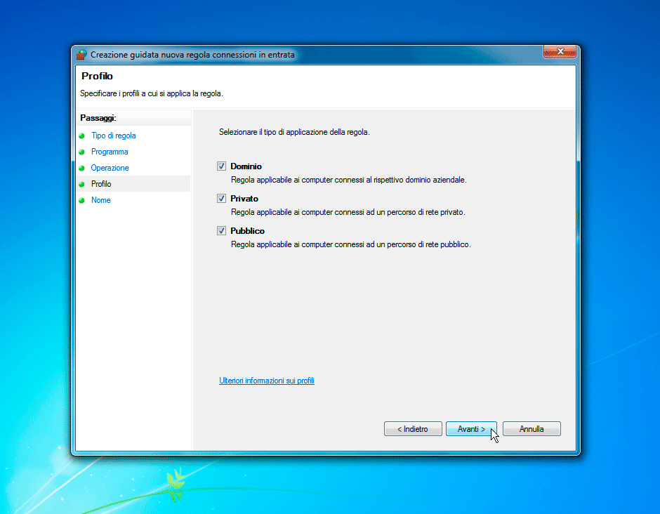 Windows Firewall Profilo