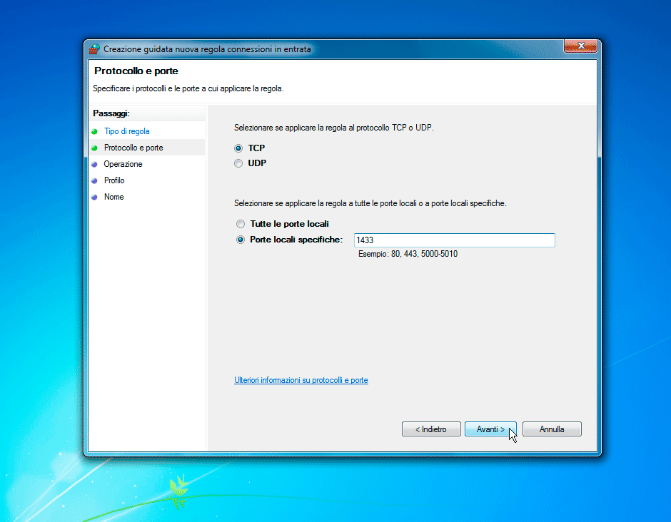 Windows Firewall protocollo TCP