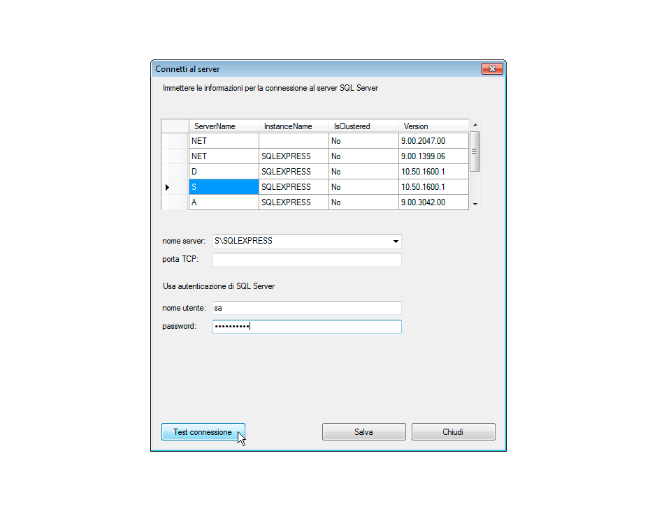 Inserire la password