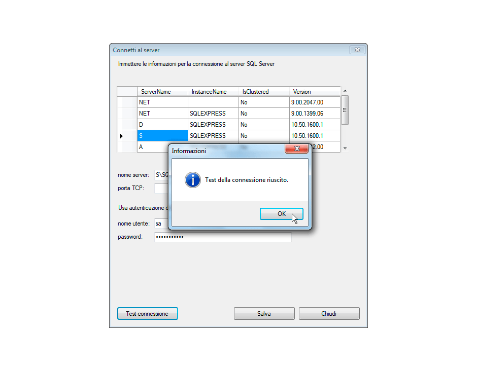 Test della connessione