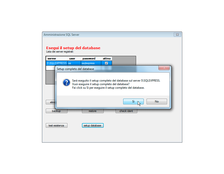 Setup completo del database