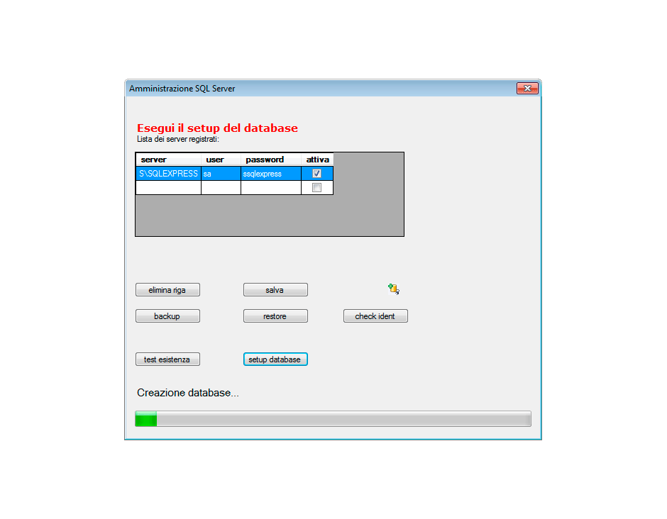 Creazione database