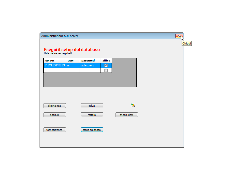 Setup database completato