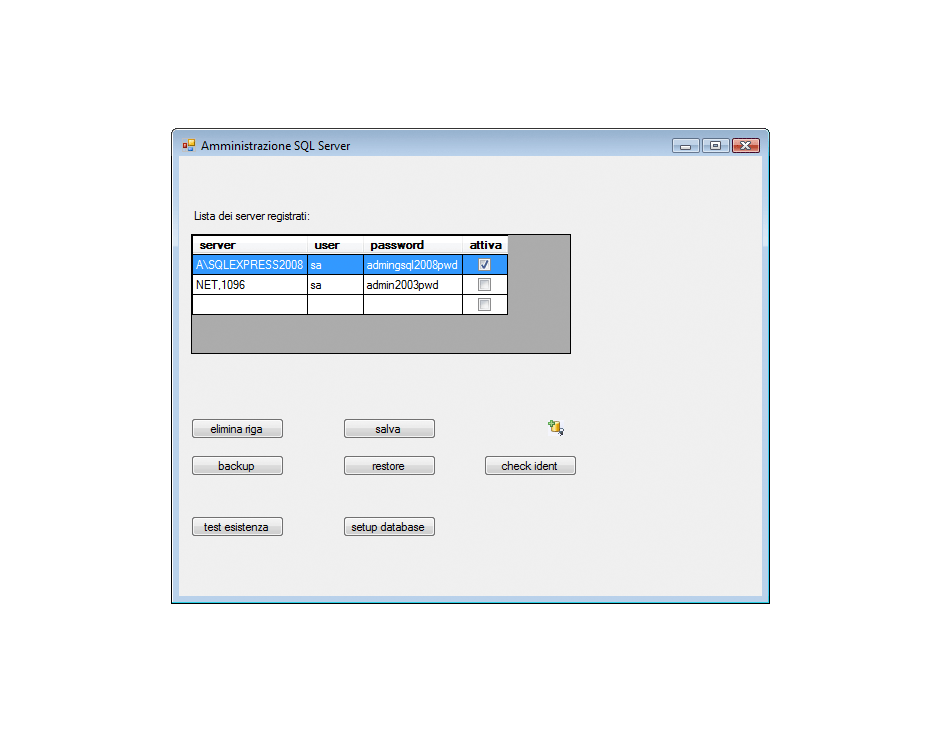 Maschera Amministrazione SQL Server