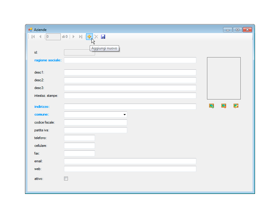 Inserimento dati azienda