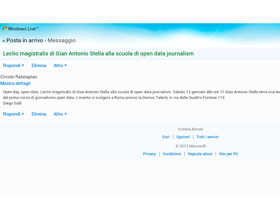 Casella Posta in Arrivo del destinatario