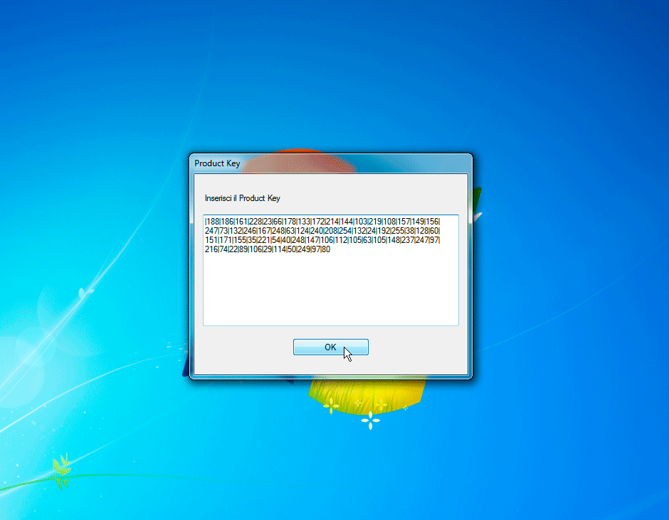 Inserimento del Product Key