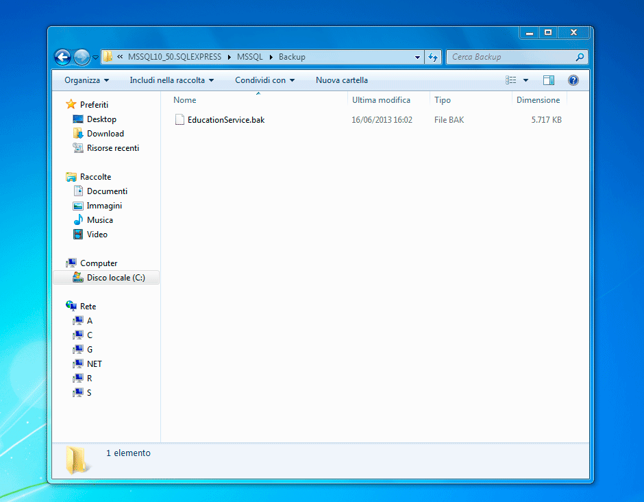 Il file di backup
