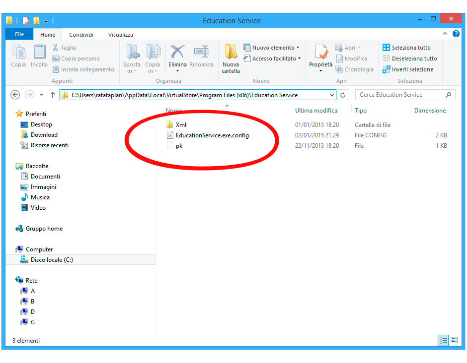 Cancellazione file EducationService.exe.config