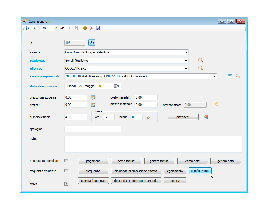 Iscrizioni Certificazione