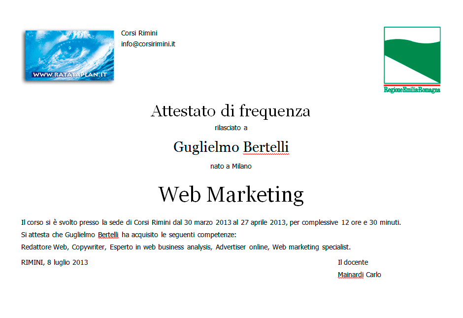 Certificazione compilata