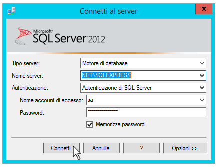 Inserimento credenziali di autenticazione
