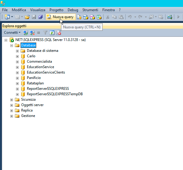 Creazione di una store procedure che esegue il backup