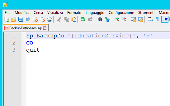 Contenuto del file BackupDatabases.sql