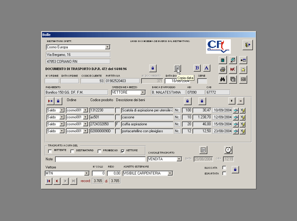 Bolle - modifica data