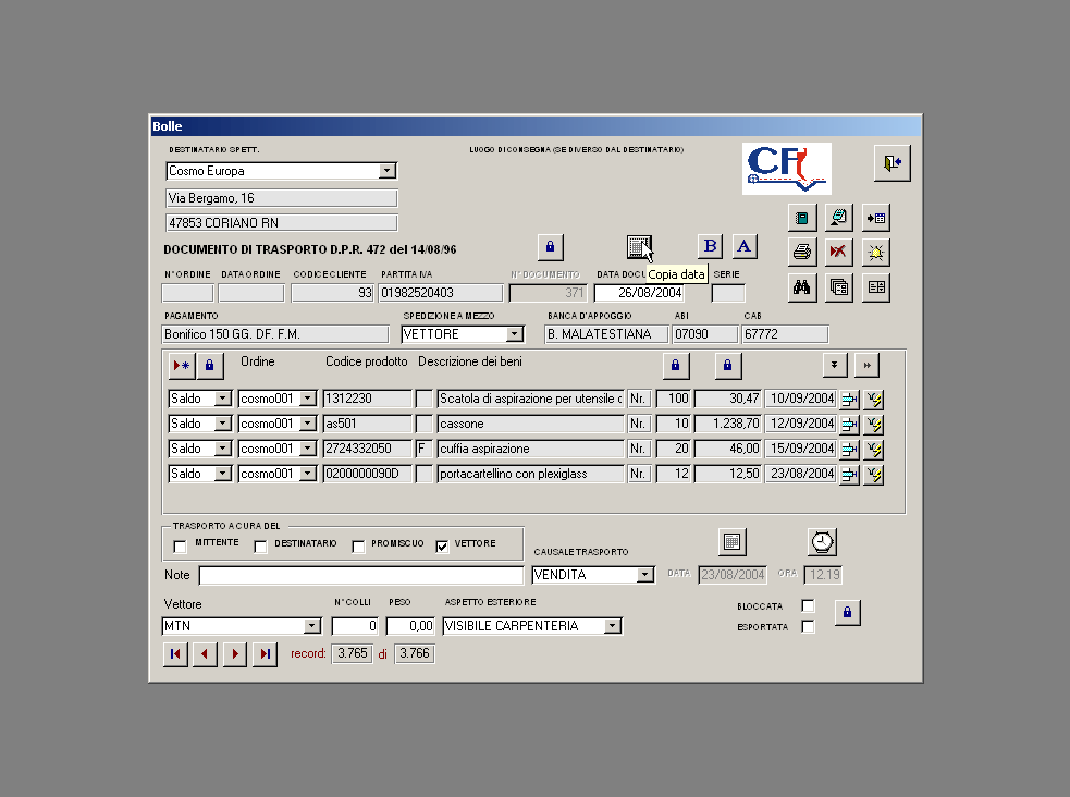 Bolle - modifica data