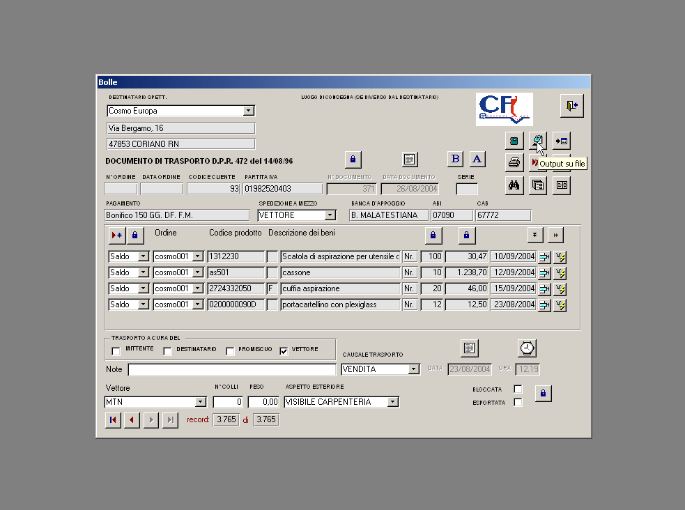 Bolle - output su file