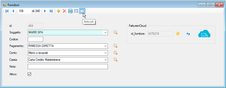 Articoli fornitore