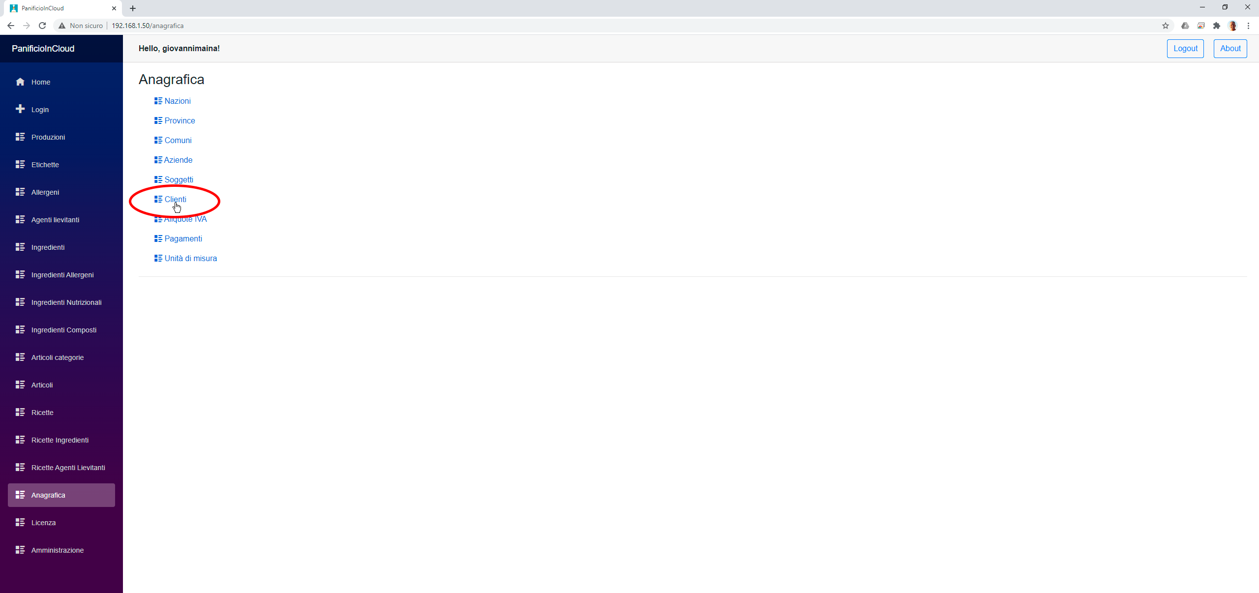 Creazione di un Cliente