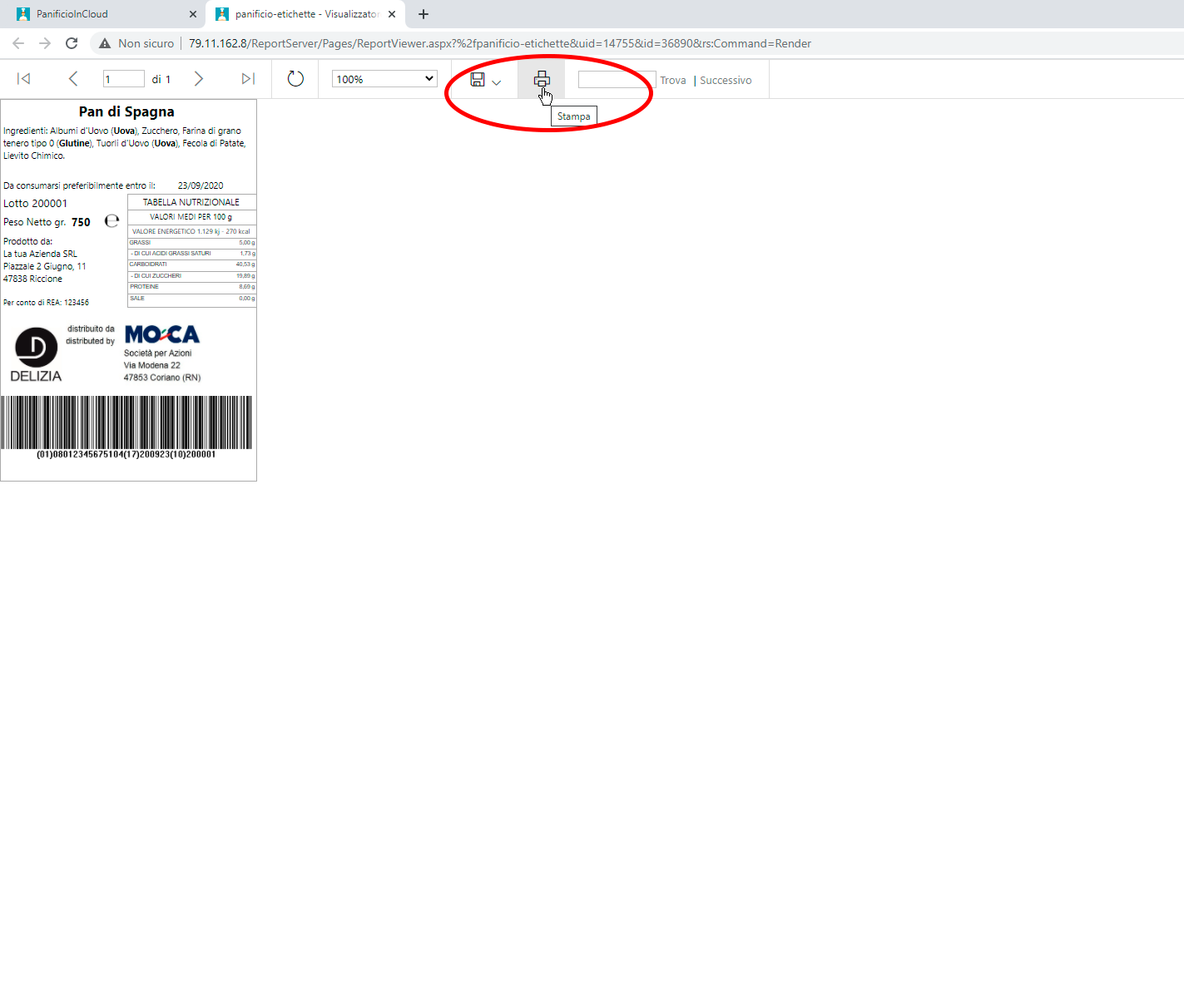 Stampa su SQL Server Reporting Services